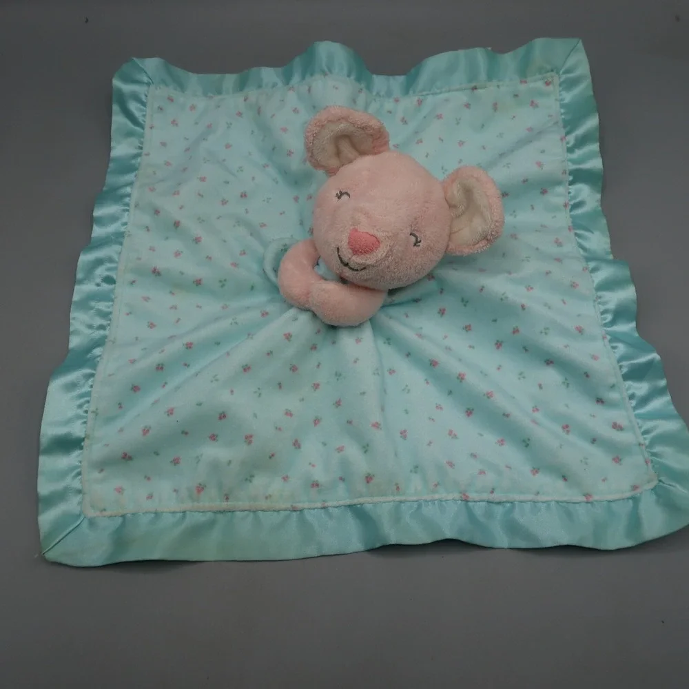 Pro Goleem Gray Elephant & Pink‎ Mouse Carters Lot Lovey Security Blanket Silky